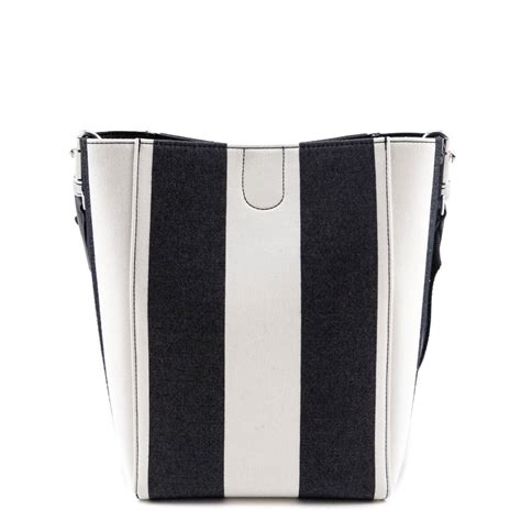 Sangle Small Bucket bag in Large striped textile 